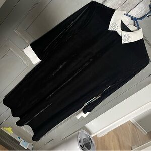 CeCe Velvet Black Dress with Embellished Collar